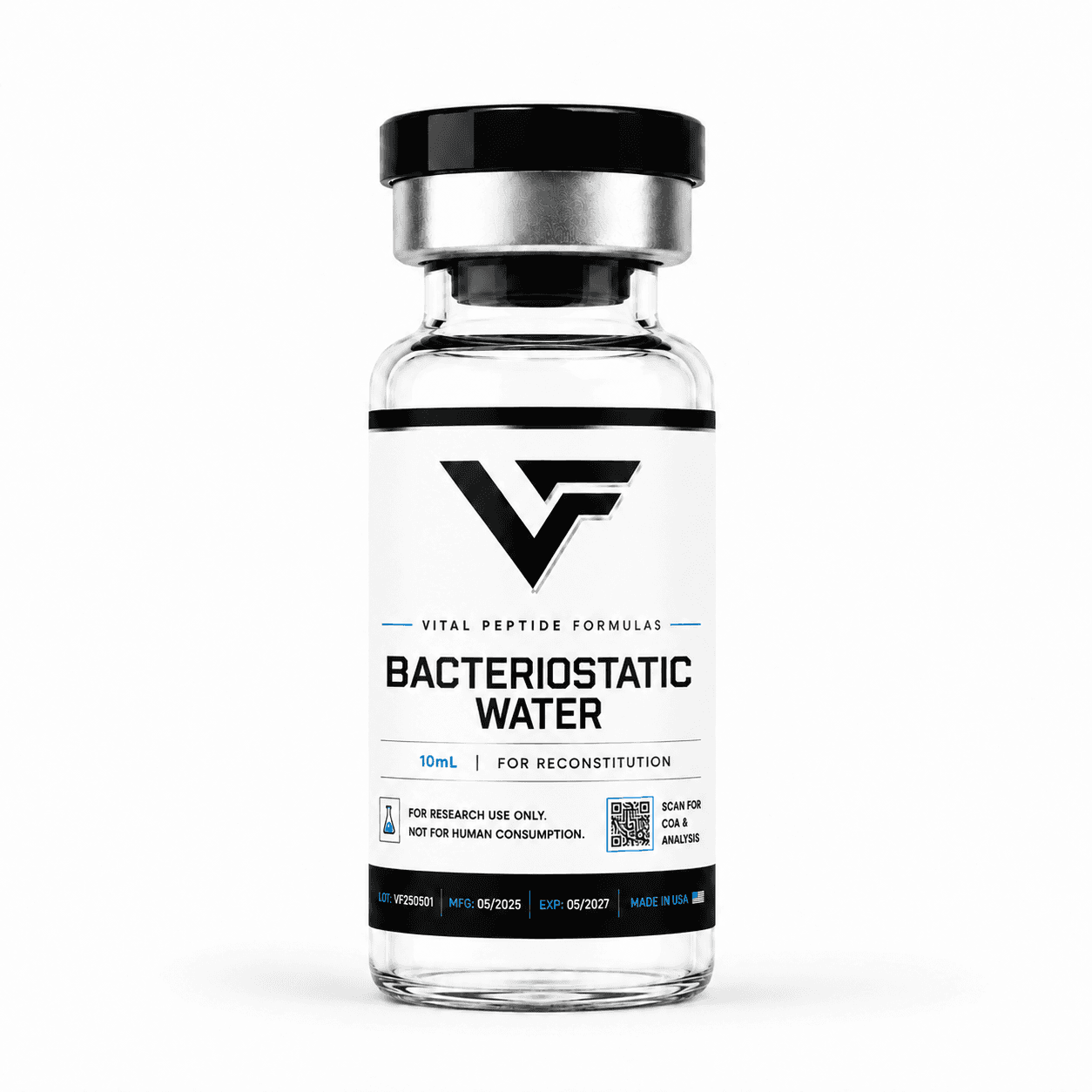 BAC WATER 10ML research compound vial — for laboratory research use only