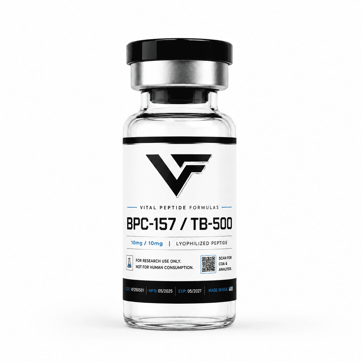 BPC-157 / TB-500 research compound vial — for laboratory research use only